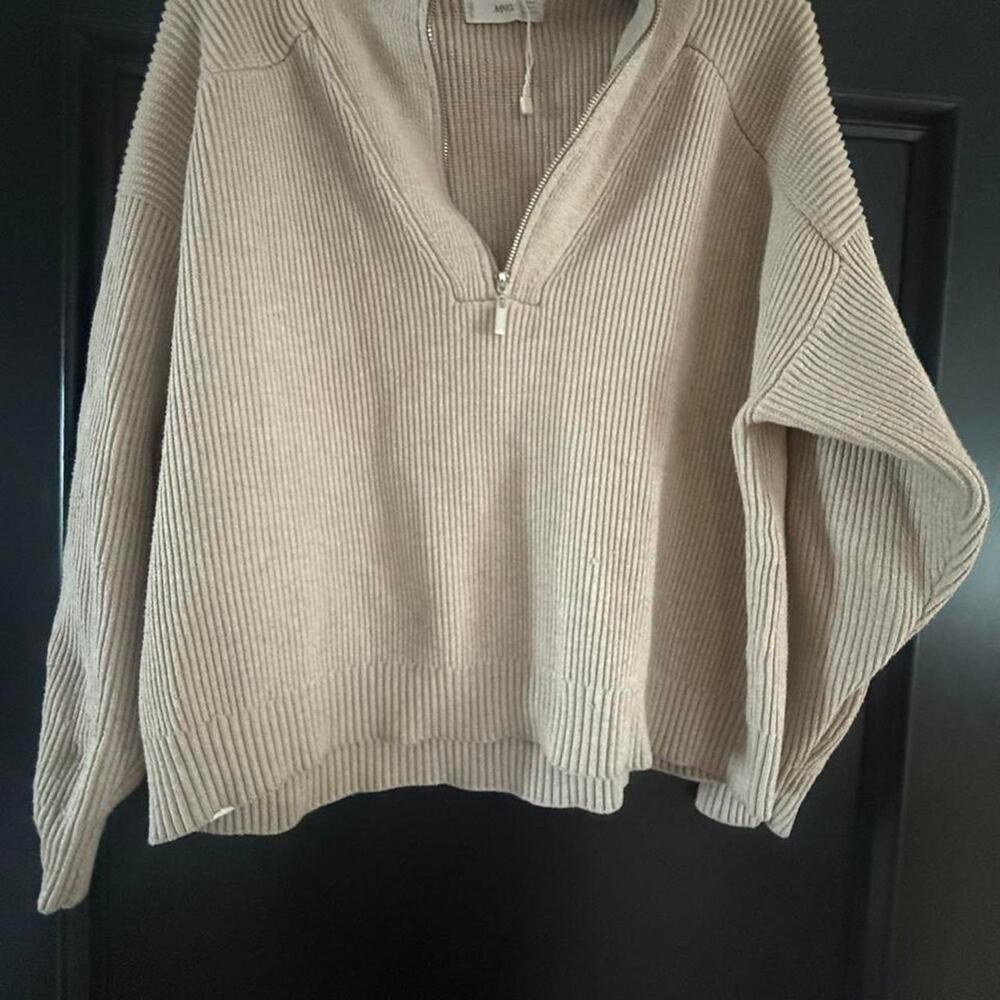 Mango mng beige ribbed half